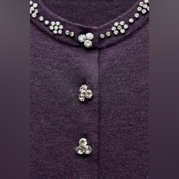 ZARA JEWEL BEADED KNIT CARDIGAN